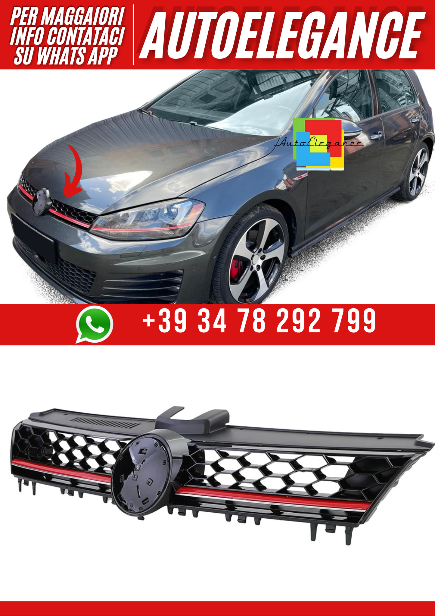 💕Griglia  adatto per VW Golf 7 12-17 GTI💕
