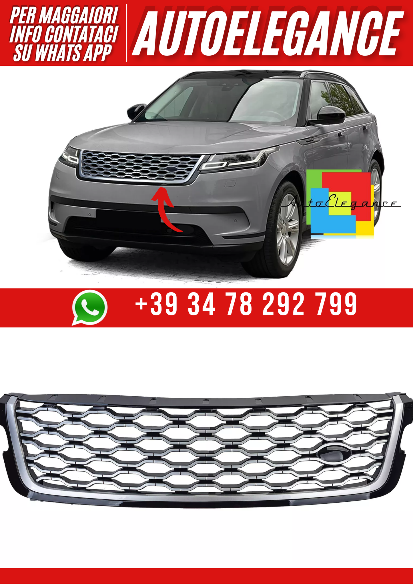 💕Griglia Sport Nero Argento adatta per Range Rover Velar L560 2017-2023💕