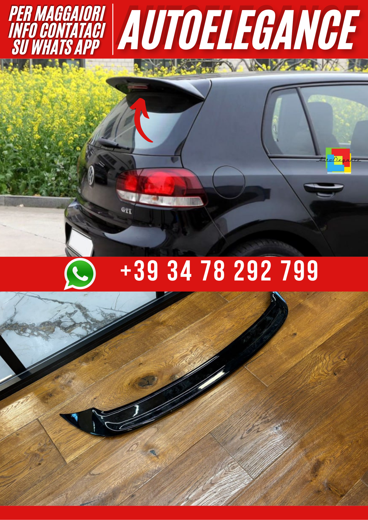 💕SPOILER GOLF 6 2008-2013 GTI NERO LUCIDO💕