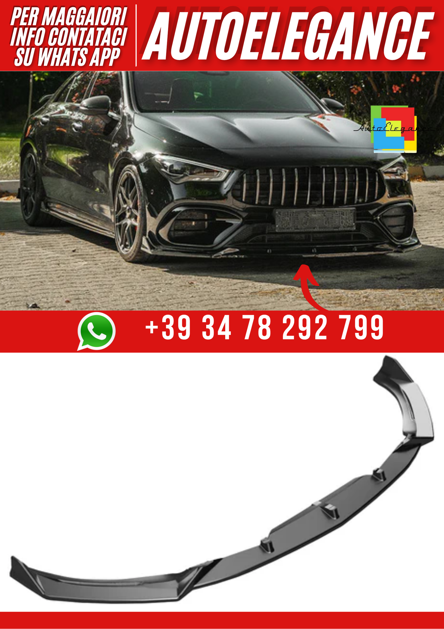 💕Spliter  anteriore adatto  per  MERCEDES CLA45 S Aero Pack C118 2019-2023💕
