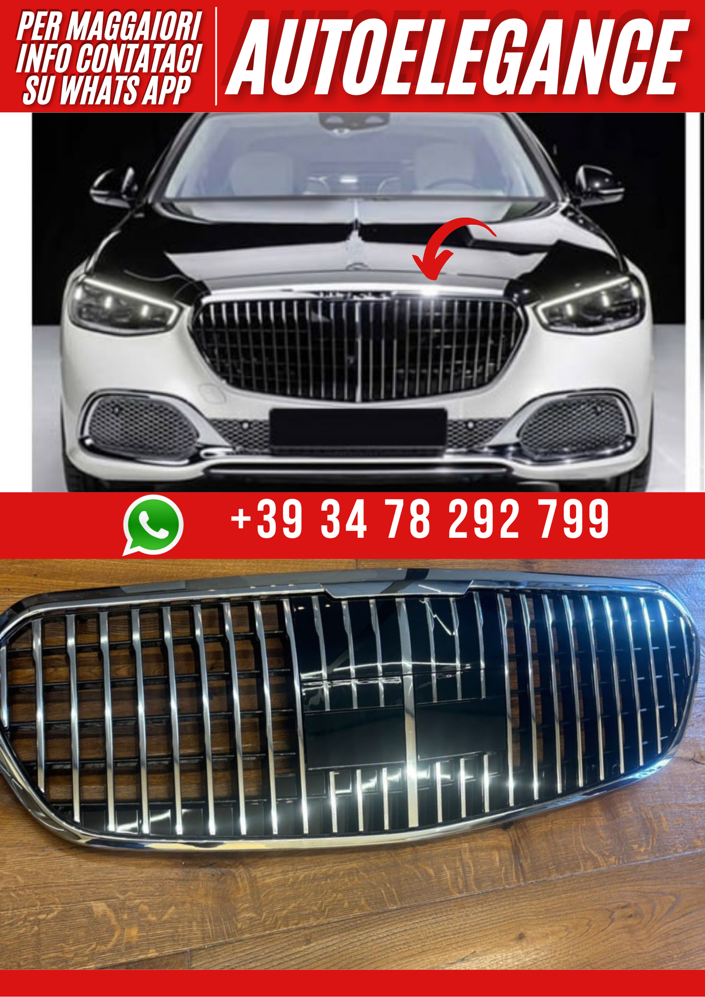 💕Art.2312 GRIGLIA MERCEDES CLASSE S W223 LOOK MAYBACH💕
