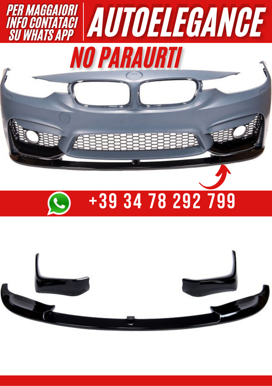Spoiler anteriore stile M3 per BMW 3 (F30, F31) Sedan Touring (2011-2018) M3 Aftermarket Bumper Nero lucido