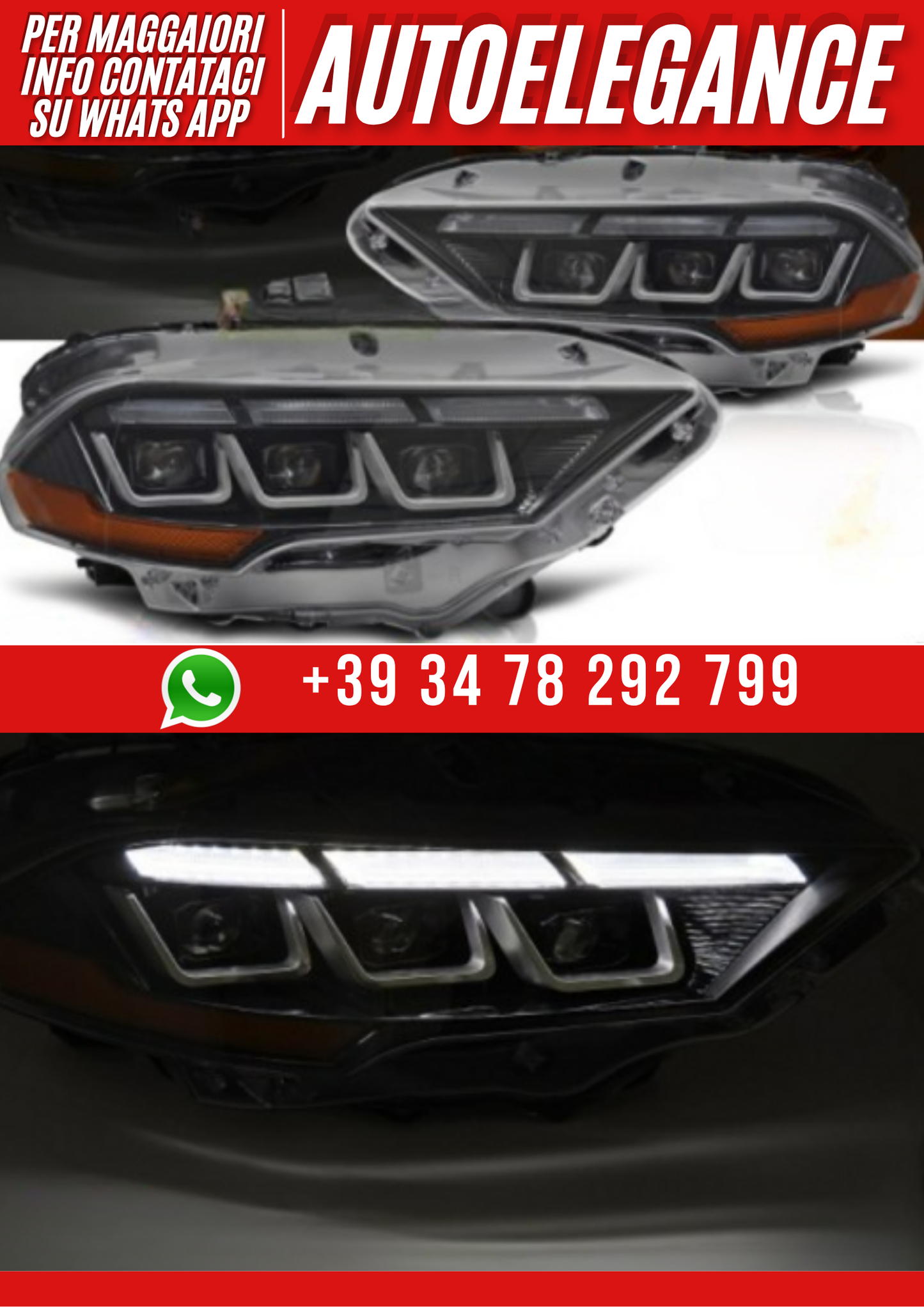 💕FARI ANTERIORI NERI adatto per FORD MUSTANG 18-21💕