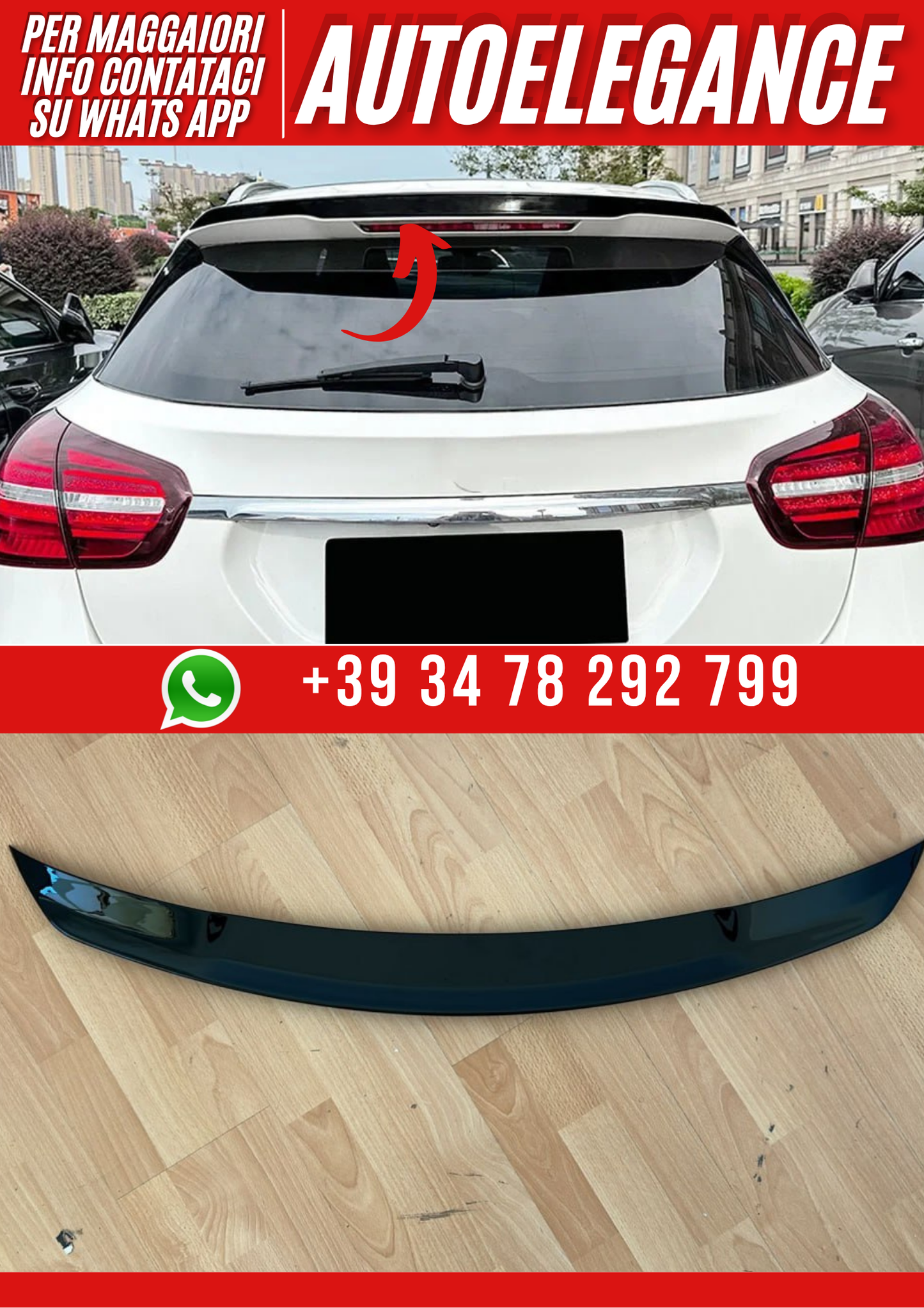 💕Art.2315 SPOILER MERCEDES GLA X156 2014-2019 NERO LUCIDO💕