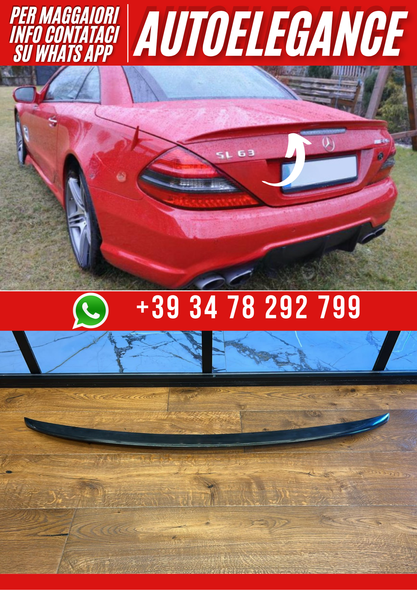 💕art.2316 SPOILER MERCEDES SL R230  GREZZO💕