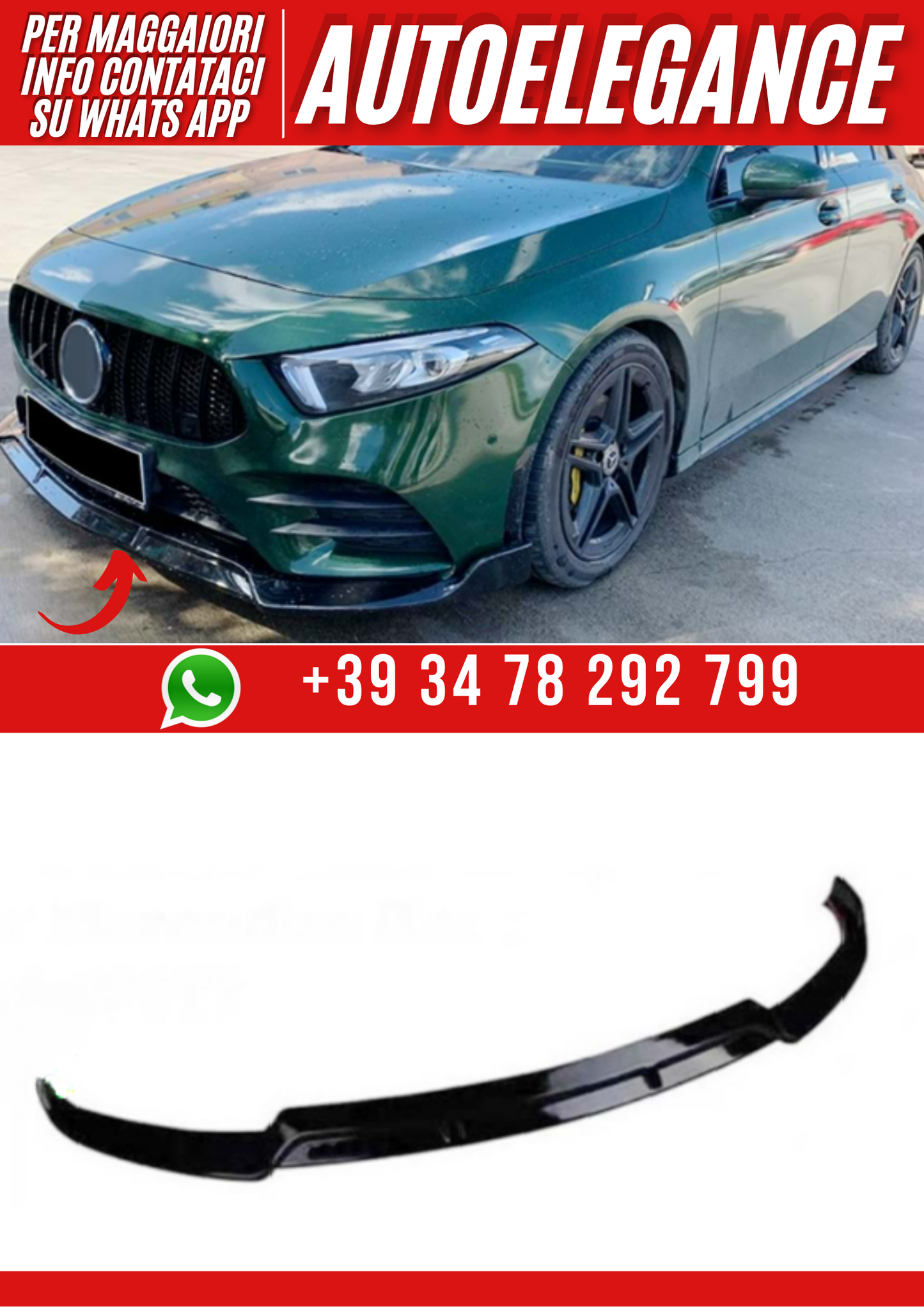 💕art.0802  Spliter anteriore  adatto  per  M. Benz W177 2018+💕