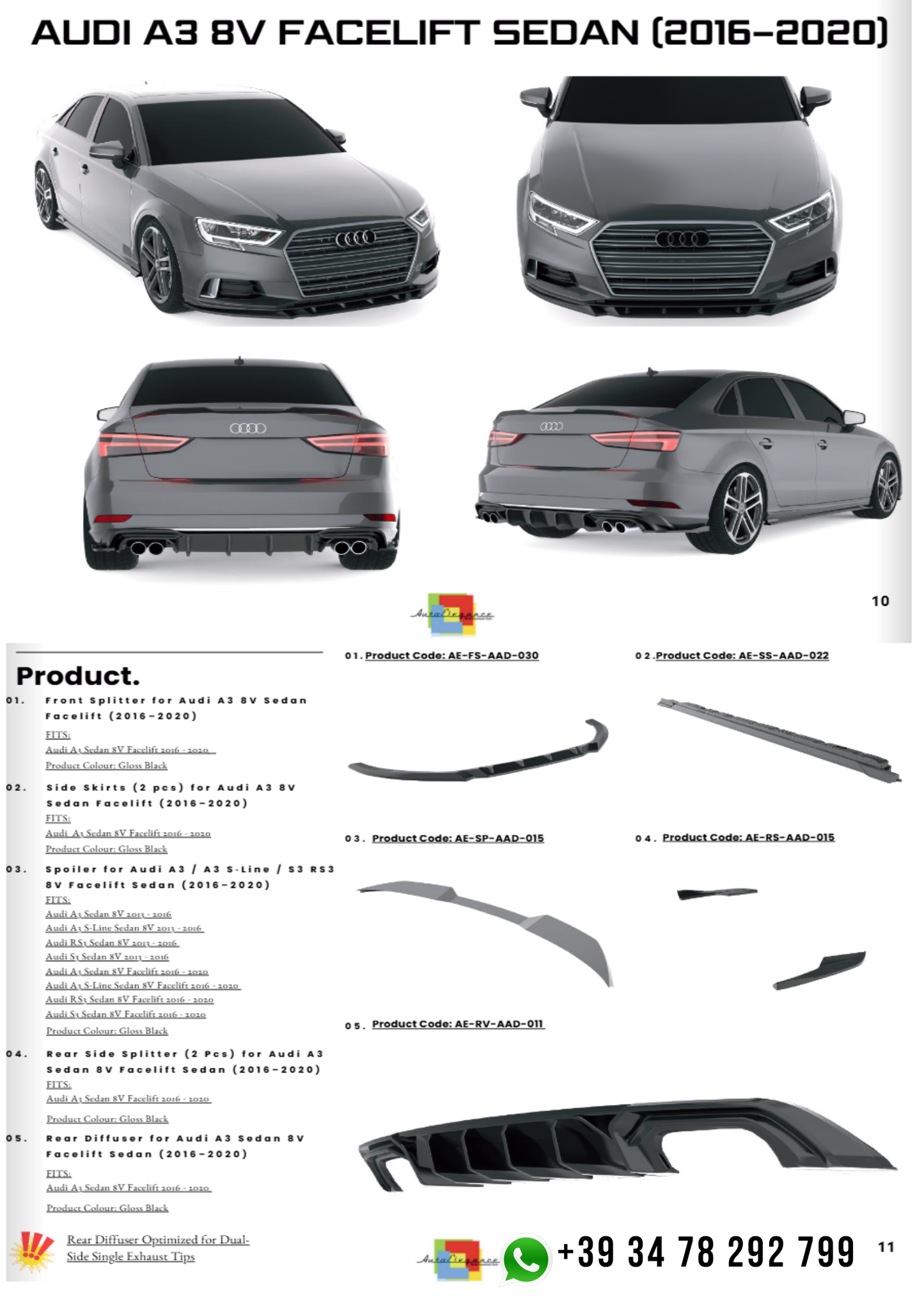 💕Body kit Audi A3 8V facelift sedan 2016-2020💕