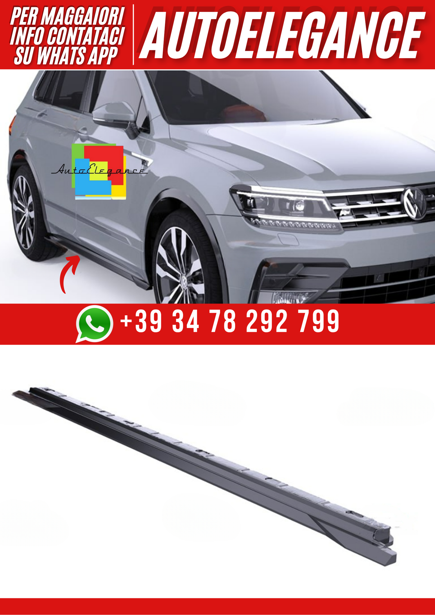 💕SOTTO MINIGONNE VW Tiguan Mk2 2016+, R/R Line V1 Style💕
