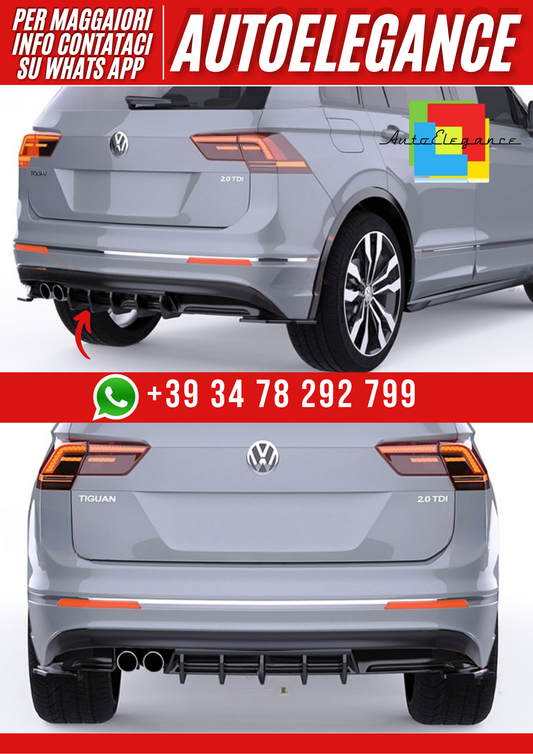💕Diffusore adatto  per VW Tiguan Mk2 2016+, R/R Line V1 Style Nero  Lucido💕