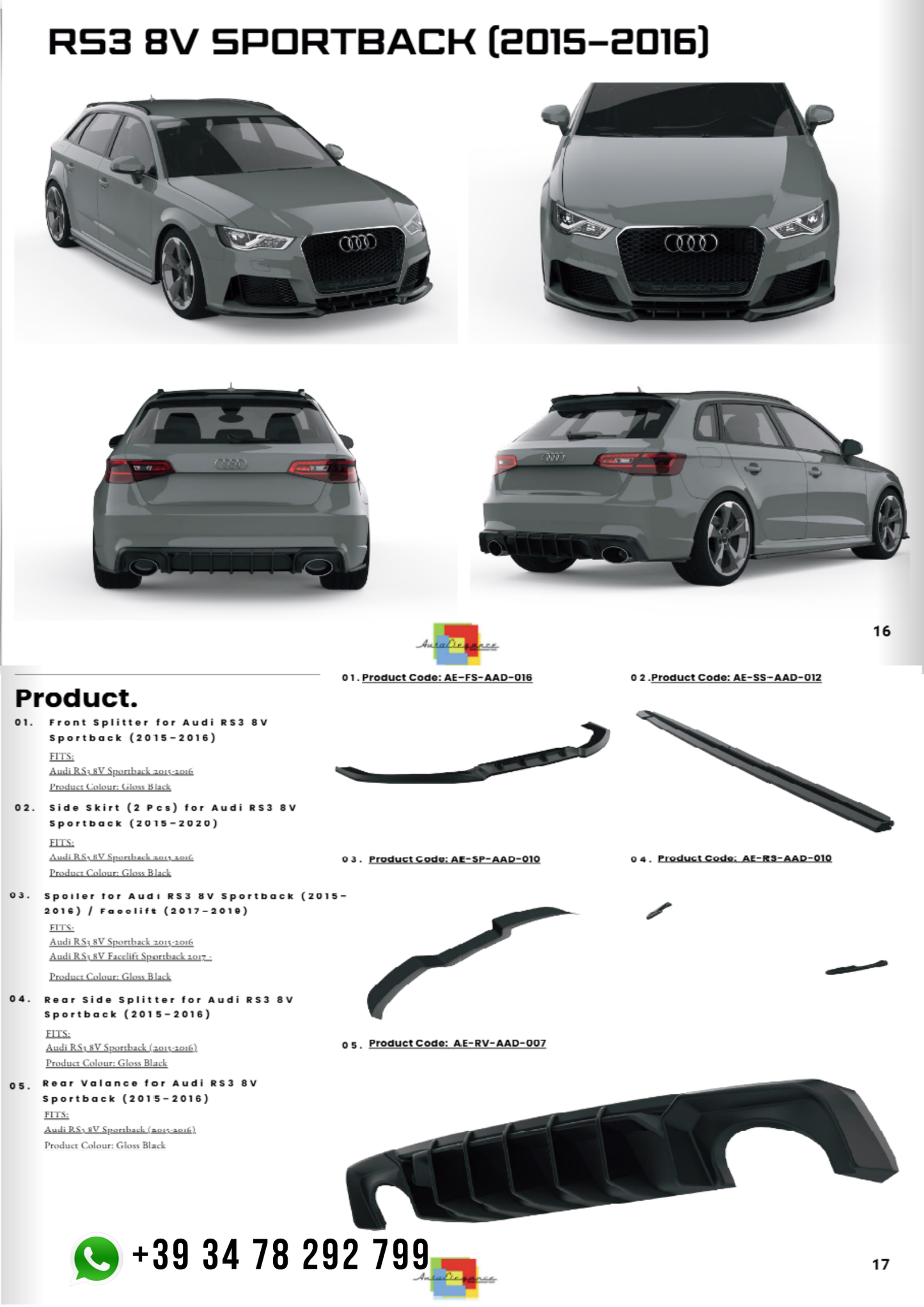 💕Body  kitt audi RS3 Sportback (2015- 2016💕