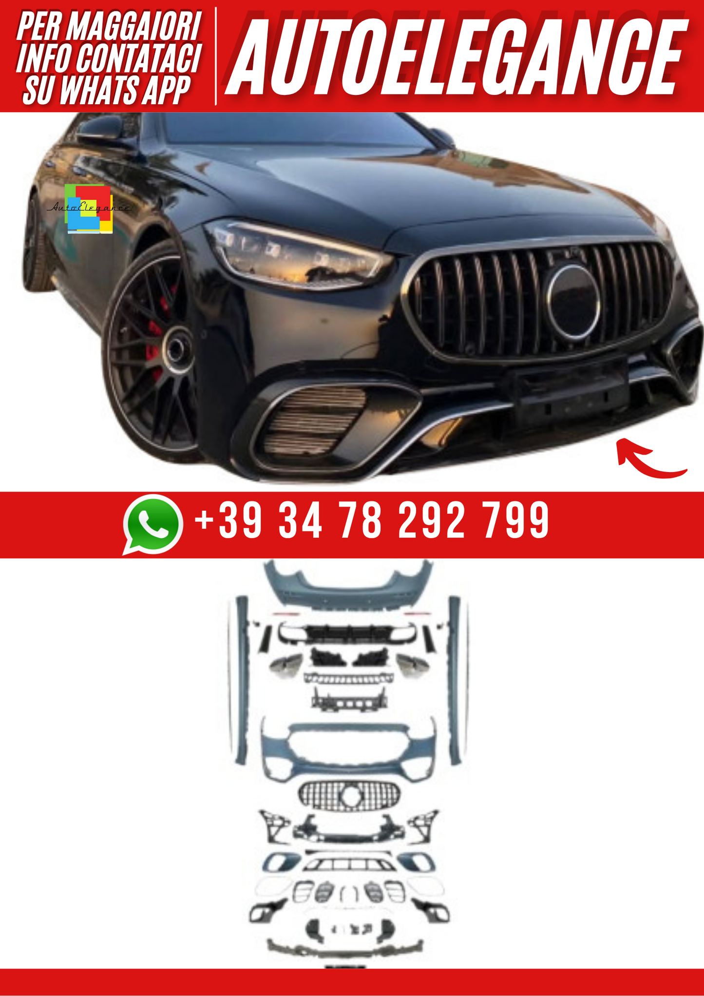 💕Bodykit compatibile con Mercedes Classe  S W223💕