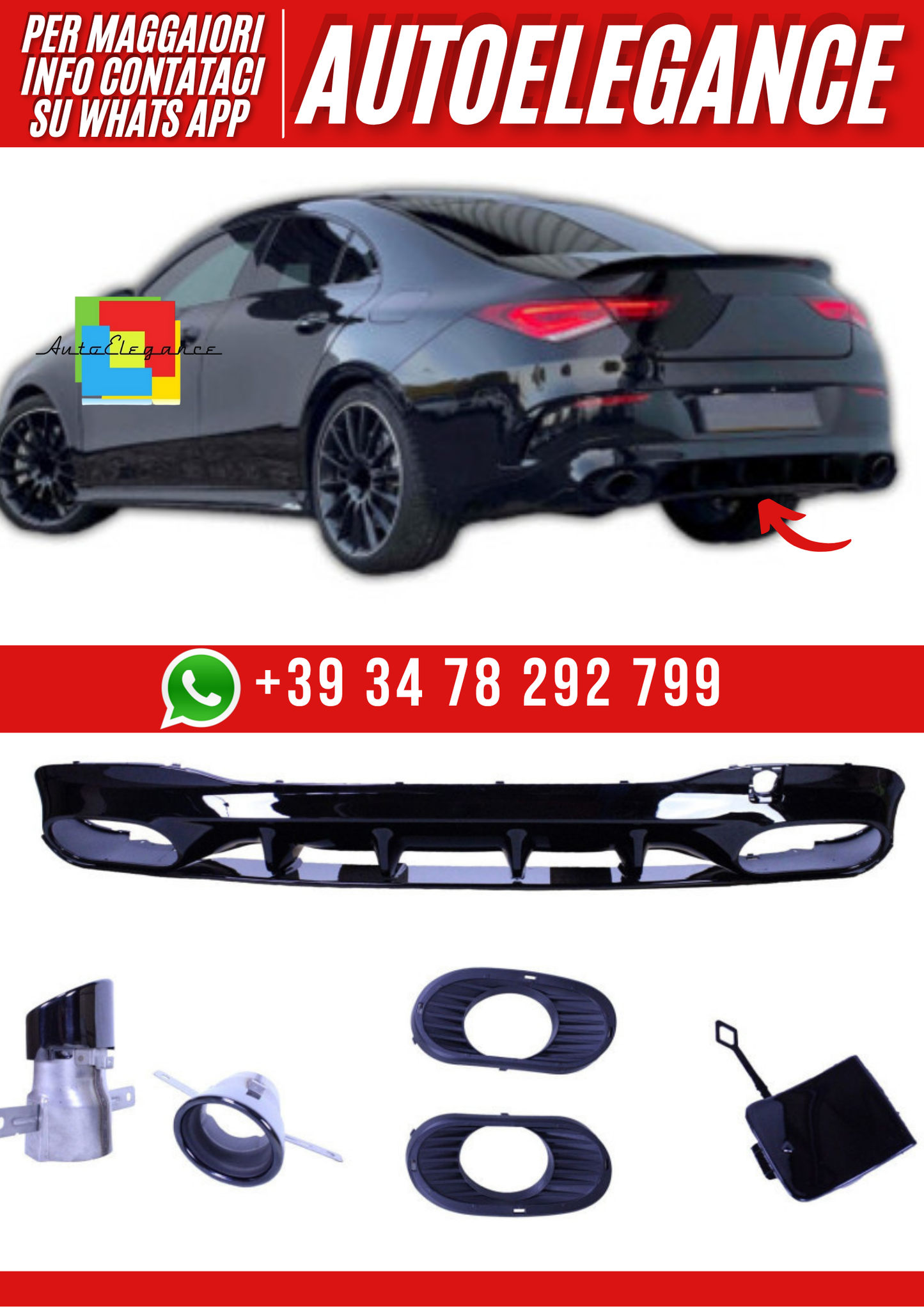 💕Diffusore compatibile con Mercedes CLA C118 X118 W118 AMG line💕