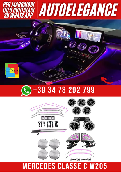 💕Kit aggiornamento 64 colori illuminazione ambiente Mercedes W205 Classe C💕