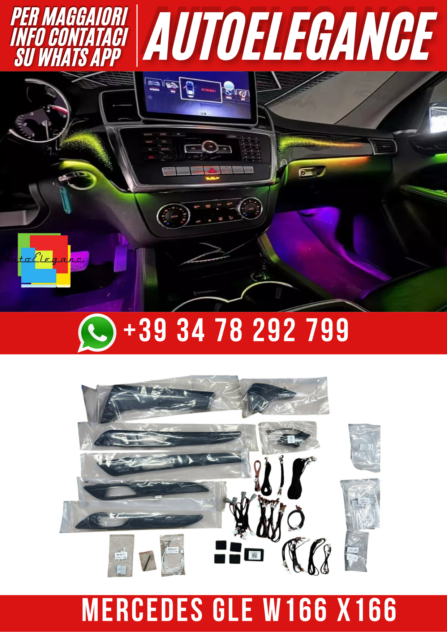 💕Kit aggiornamento 64 colori illuminazione ambiente Mercedes GLE W166 X166💕