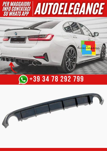 💕DIFFUSORE POSTERIORE ADATTO PER BMW SERIE 3 G20 2019+ LOOK NERO LUCIDO💕