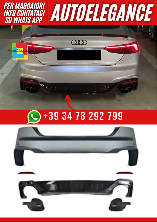 💕PARAURTI POSTERIORE ADATTO AUDI A5 F5 16-19 LOOK RS5 2020+💕