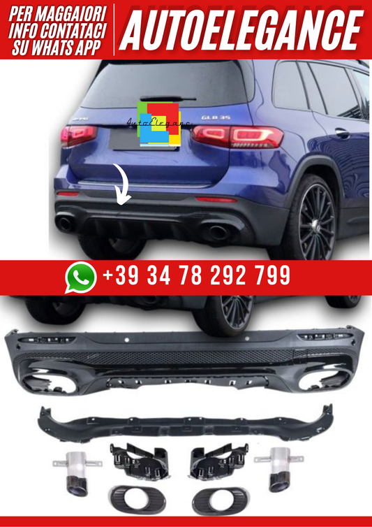 💕Diffusore + terminali di scarico 2x1 NERO per Mercedes X247 GLB-CLASS💕