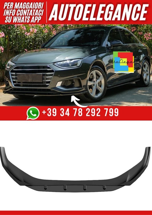 💕FS01-0189  Splitter Audi A4 B9 FL 2019+ Bumper Front A Plus nero lucido 💕
