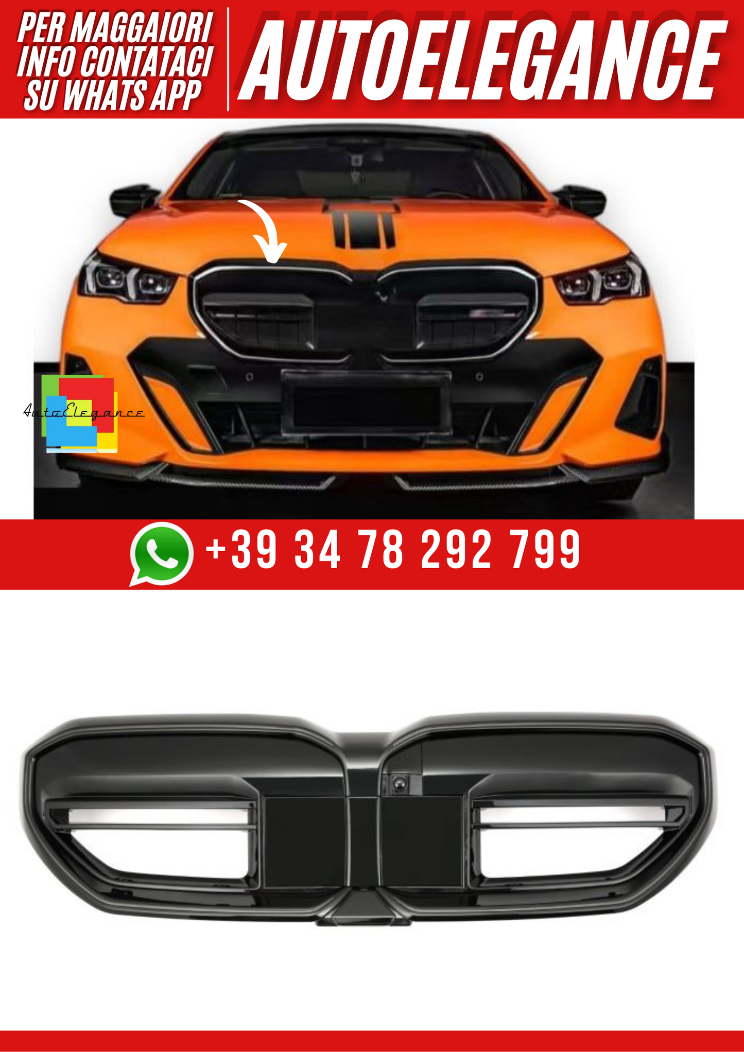💕GRIGLIA ADATTA PER BMW SERIE 5 G60 G61 GLOSS BLACK💕
