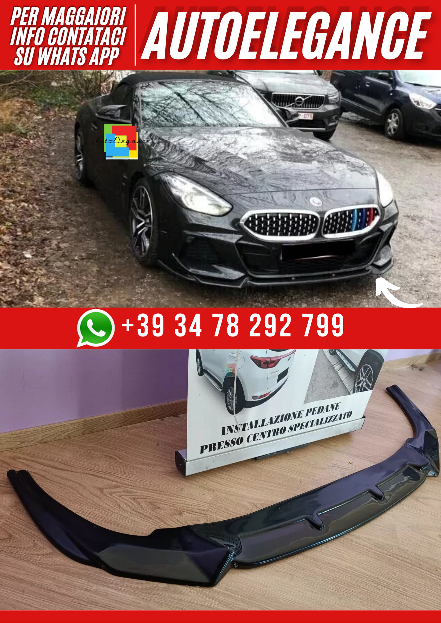 💕ART.0212  SPLITTER ANTERIORE ADATTO PER BMW Z4 G29 2018+💕