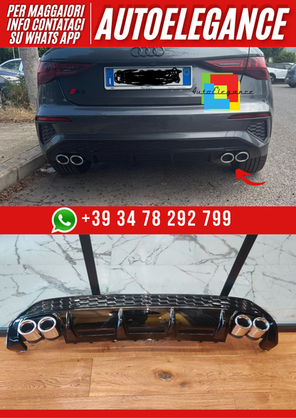 💕ART. 1085 DIFFUSORE A3 8Y 2020-2024 SPORTBACK BERLINA LOOK S3 PER PARAURTI 💕