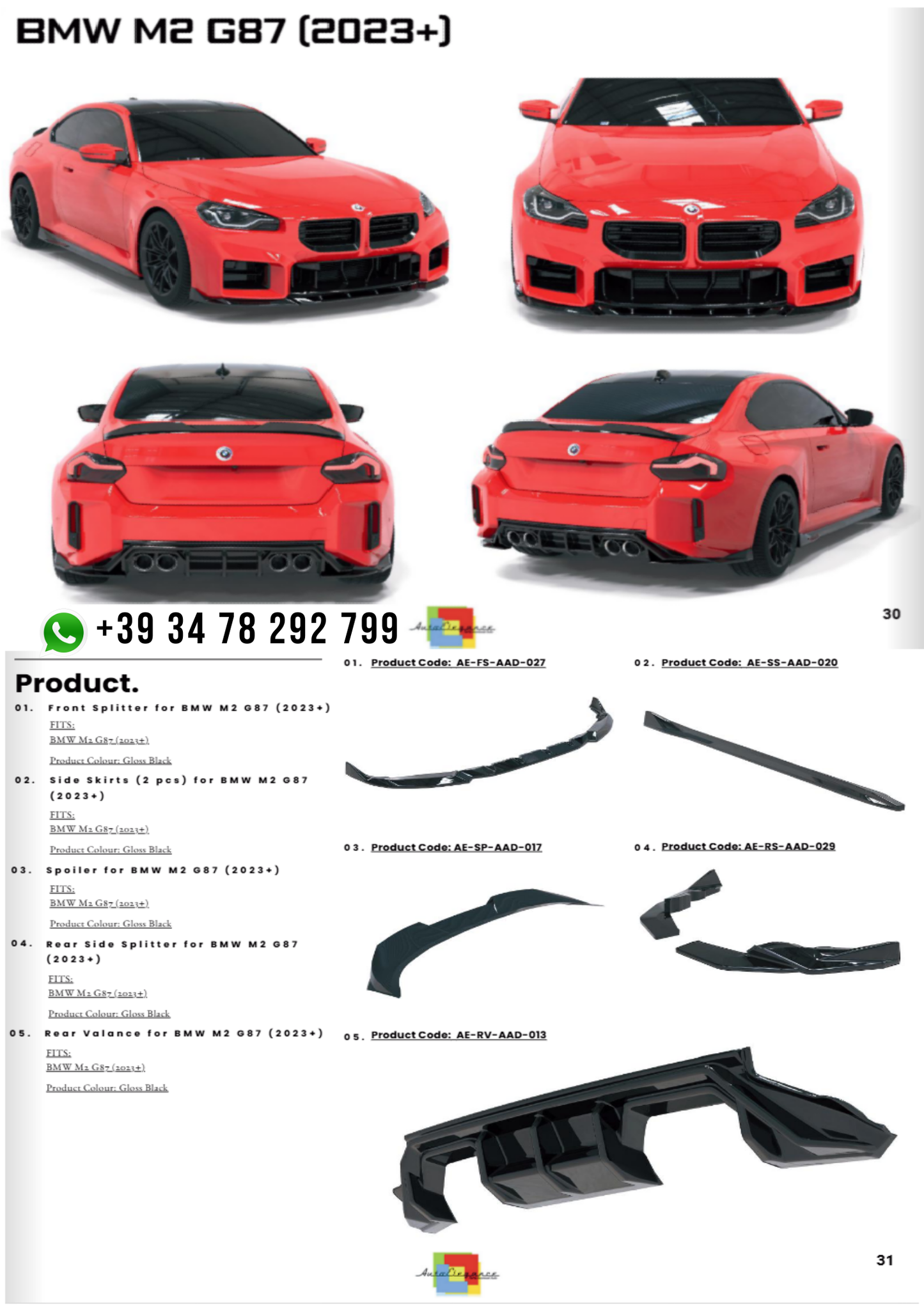 💕BODYKITT ADATTO  PER  BMW M2 G87 (2023+) 💕