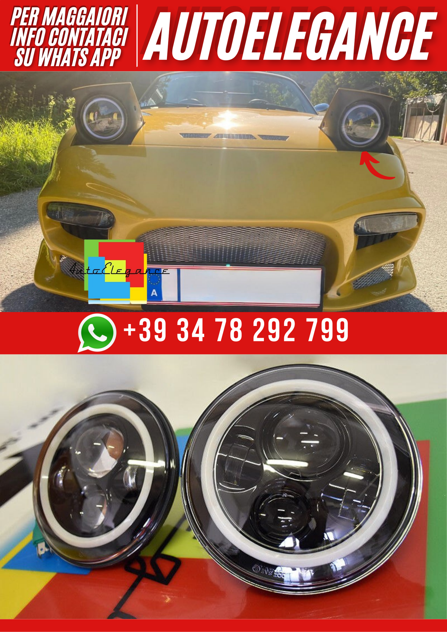 💕Art.0030 FARI  ANTERIORE  FULL  LED  MAZDA MX-5 NA 1991💕