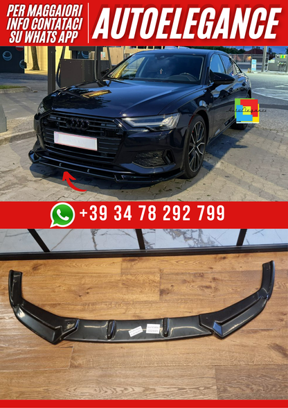 💕ART. 0019 SPLITTER AUDI  A6 C8 2018+ RS6 NERO LUCIDO + s6 + sline + standard💕