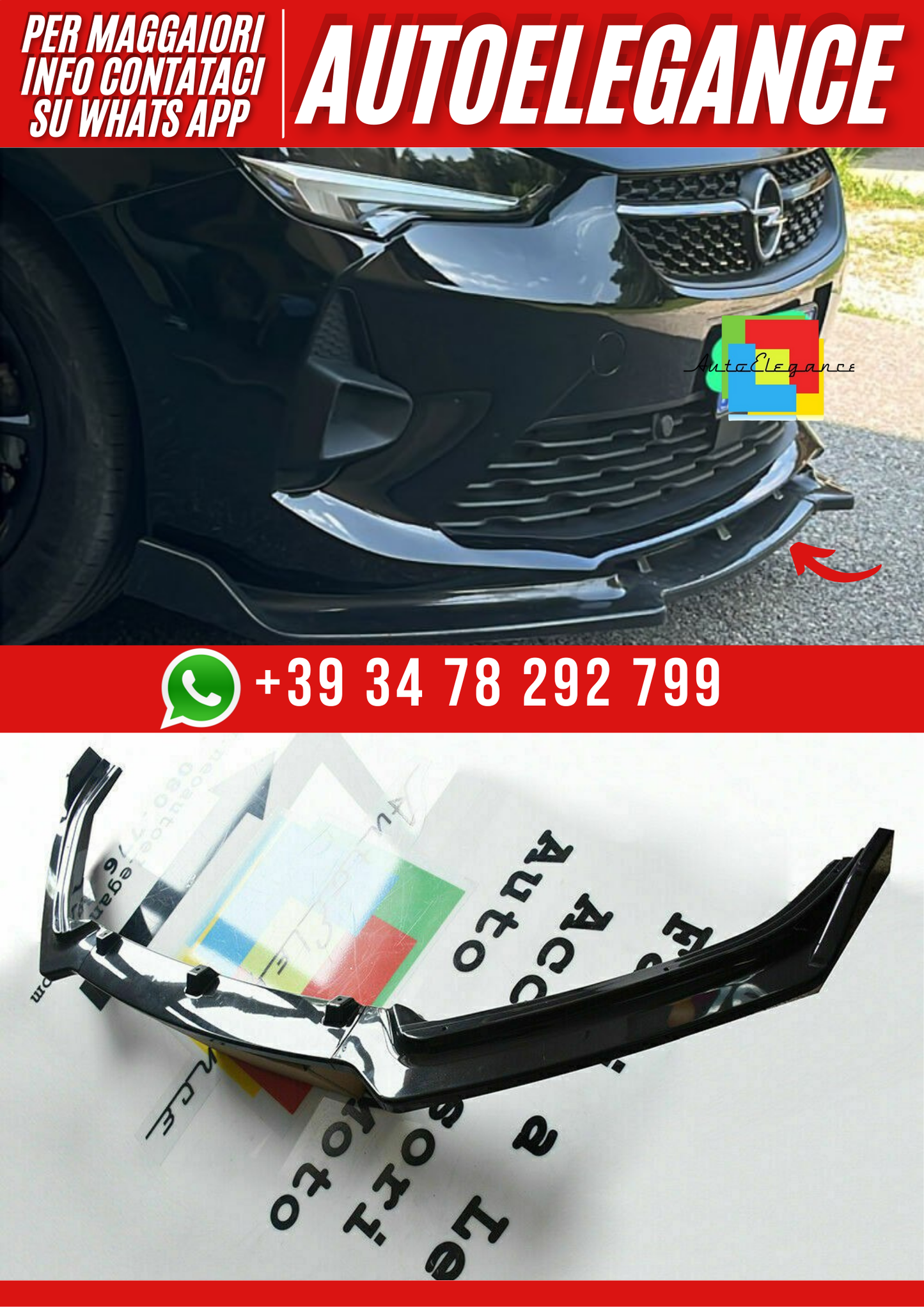 💕art.0079 SPLITTER ANTERIORE ADATTO  PER  OPEL CORSA 💕