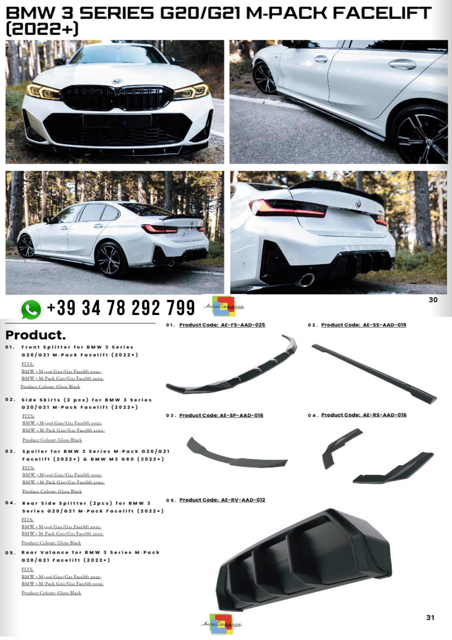 💕BODDY KIT  ADATTO  PER  BMW SERIA 3 G20/G21   M-PACK FACELIFT 2022+ 💕