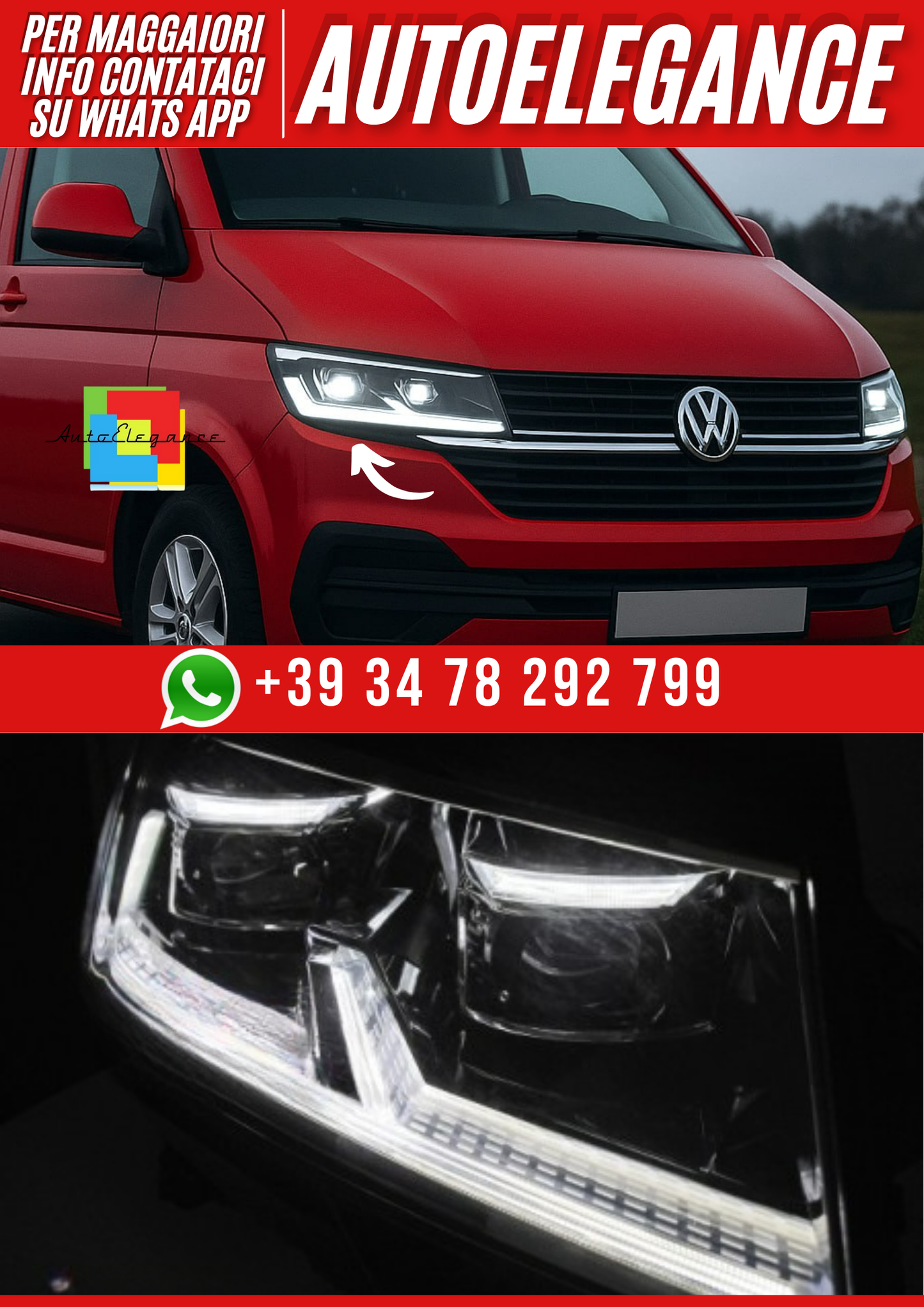 💕FARI A LED NERO DRL adatto a VW T6.1 20-24💕