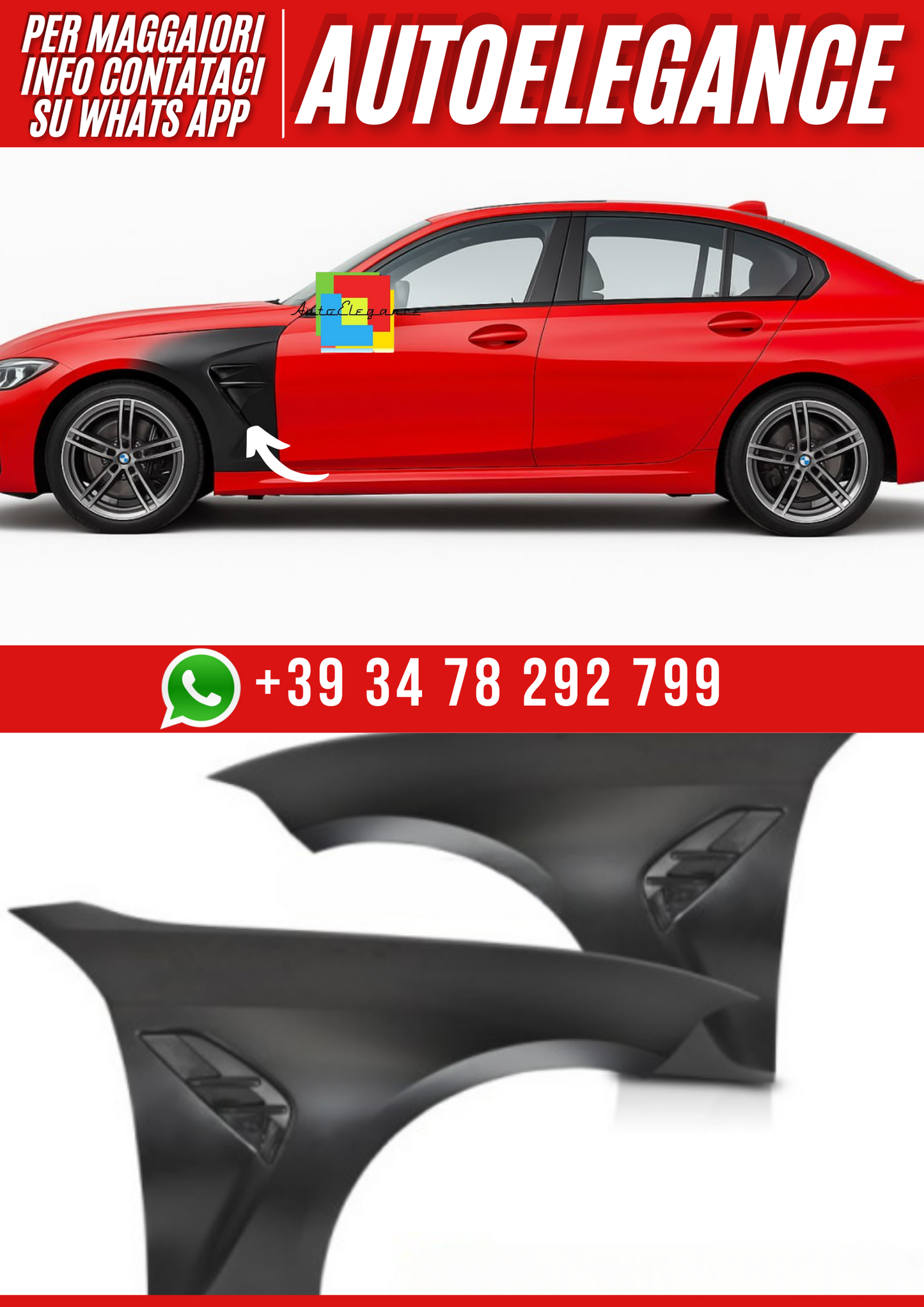 💕PARAFANGHI SPORT STYLE CON PRESA D'ARIA LATERALE NERO atto per BMW G20 G21 1💕