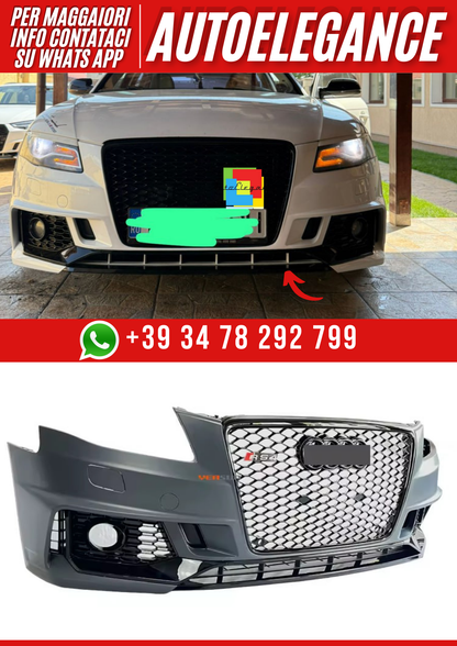 💕ART. 1955 PARAURTI RS4 ANTERIORE A4 B8 2007-2011 LOOK RS4💕