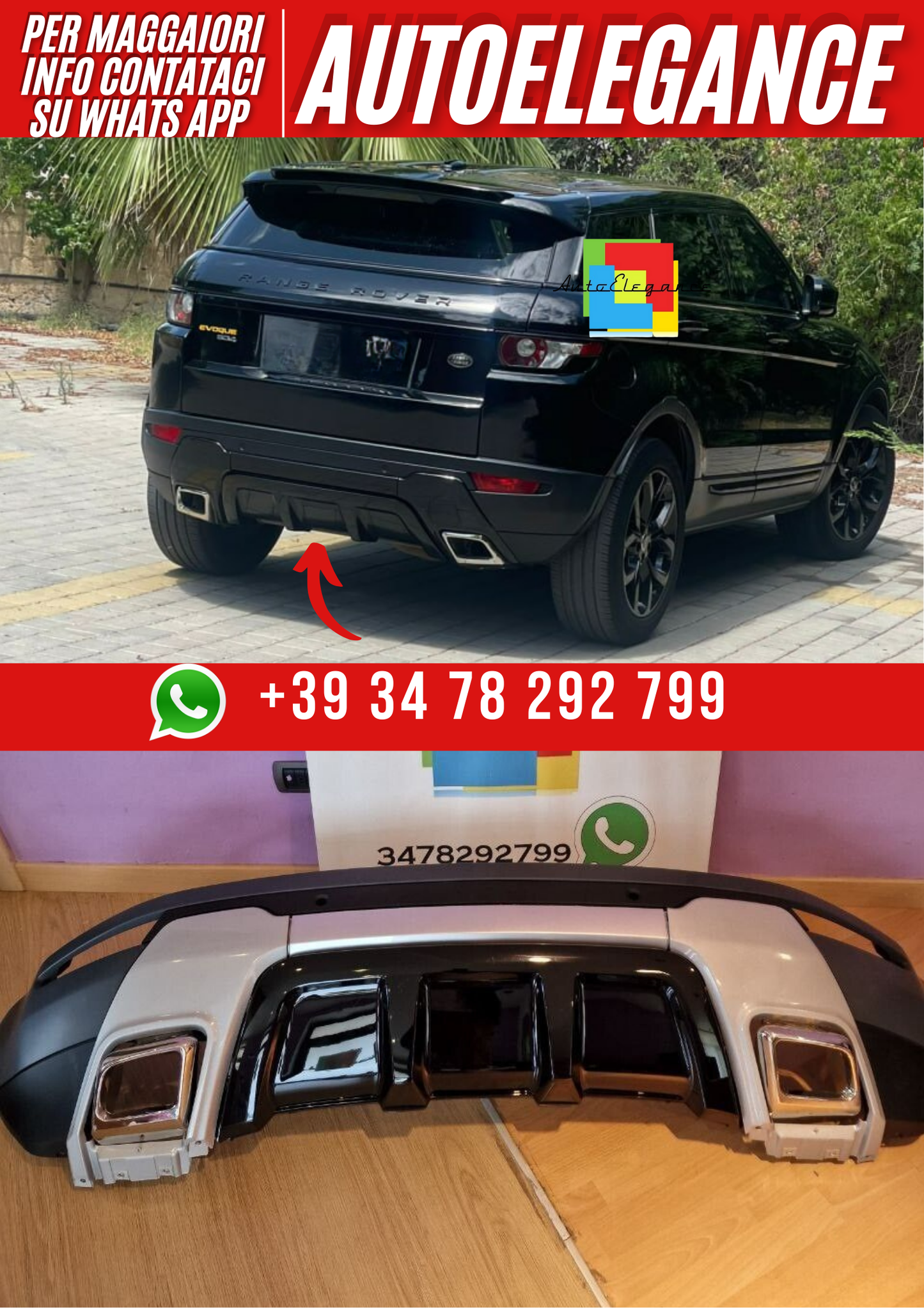 💕ART. 0970 PARAURTI POSTERIORE EVOQUE L538 2010-2017 LOOK DYNAMIC💕