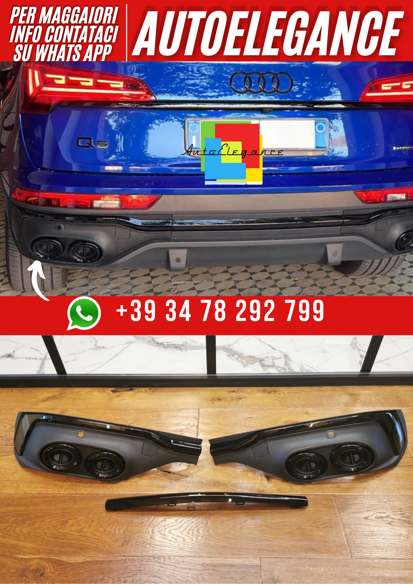 ART. 1959 DIFFUSORE Q5 SPORTBACK 2021-2022 LOOK SQ5 PROFILO NERO LUCIDO