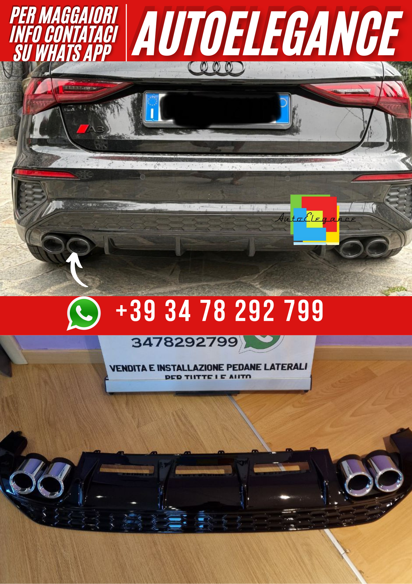 ART. 1085 DIFFUSORE A3 8Y 2020-2024 SPORTBACK BERLINA LOOK S3