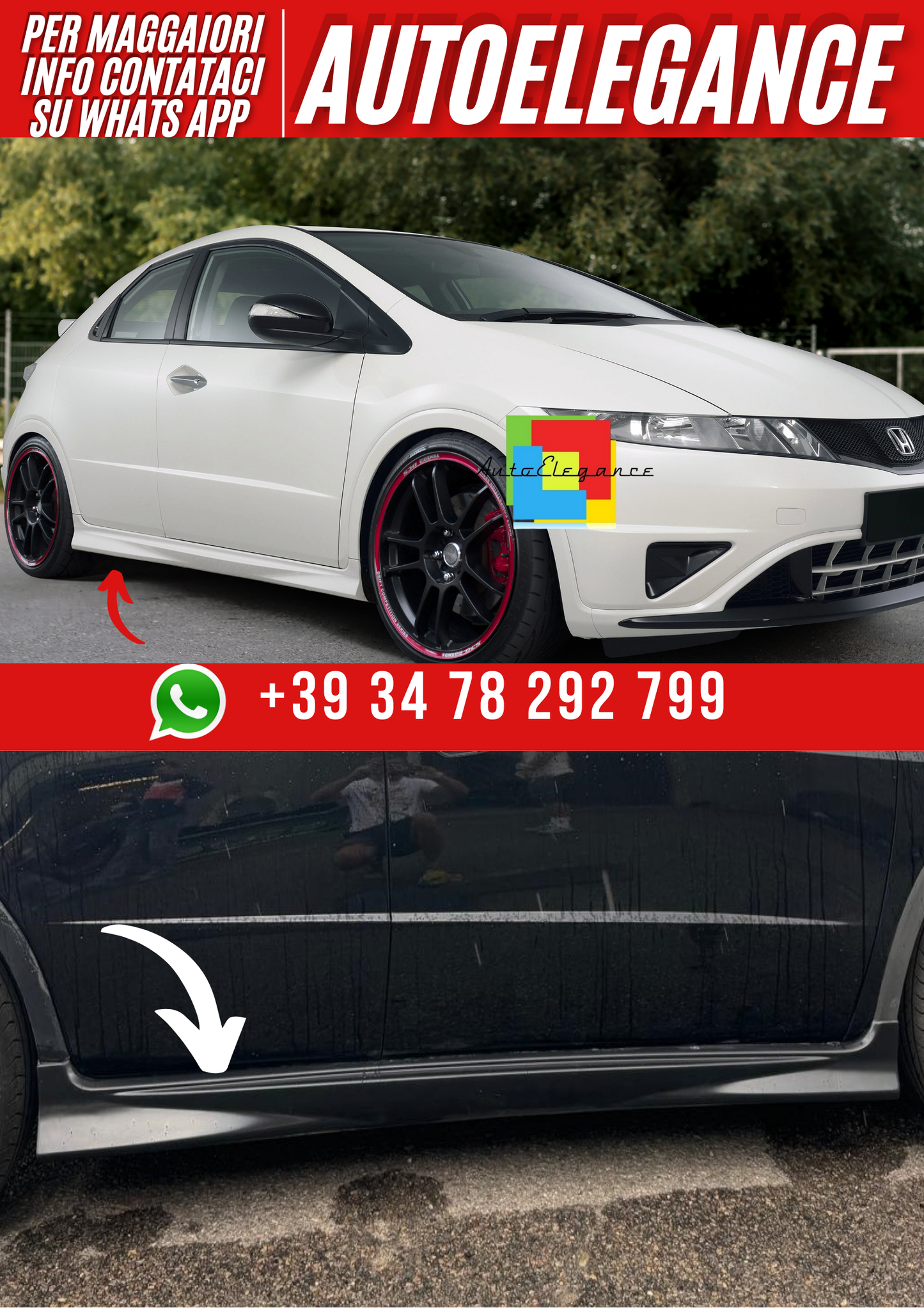 MINIGONNE LATERALI  ADATTO  PER HONDA  CIVIC 2006 2011
