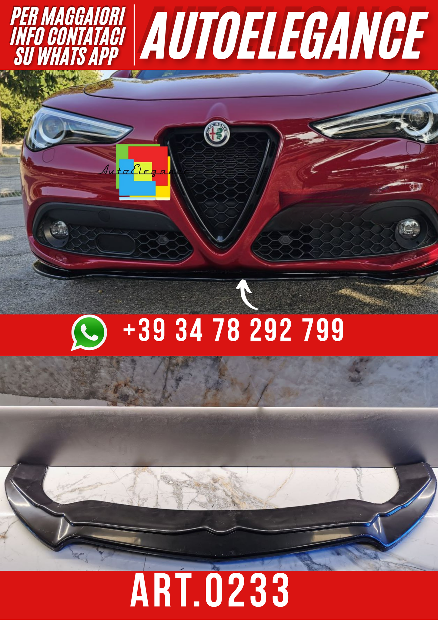 ART. 0233 SPLITTER STELVIO 2016+ NERO LUCIDO