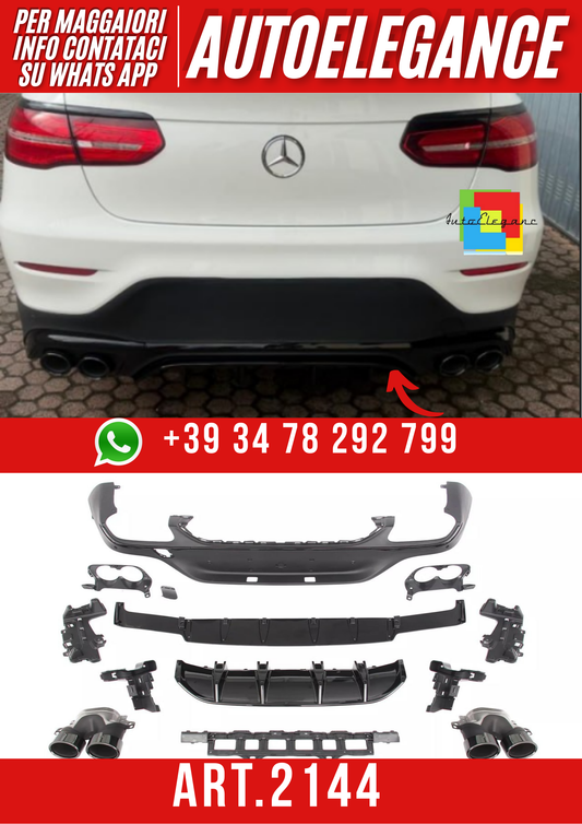 ART.2144 DIFFUSORE GLC C253 2015-2019 AMG COUPE LOOK GLC43 NERO + TERMINALI