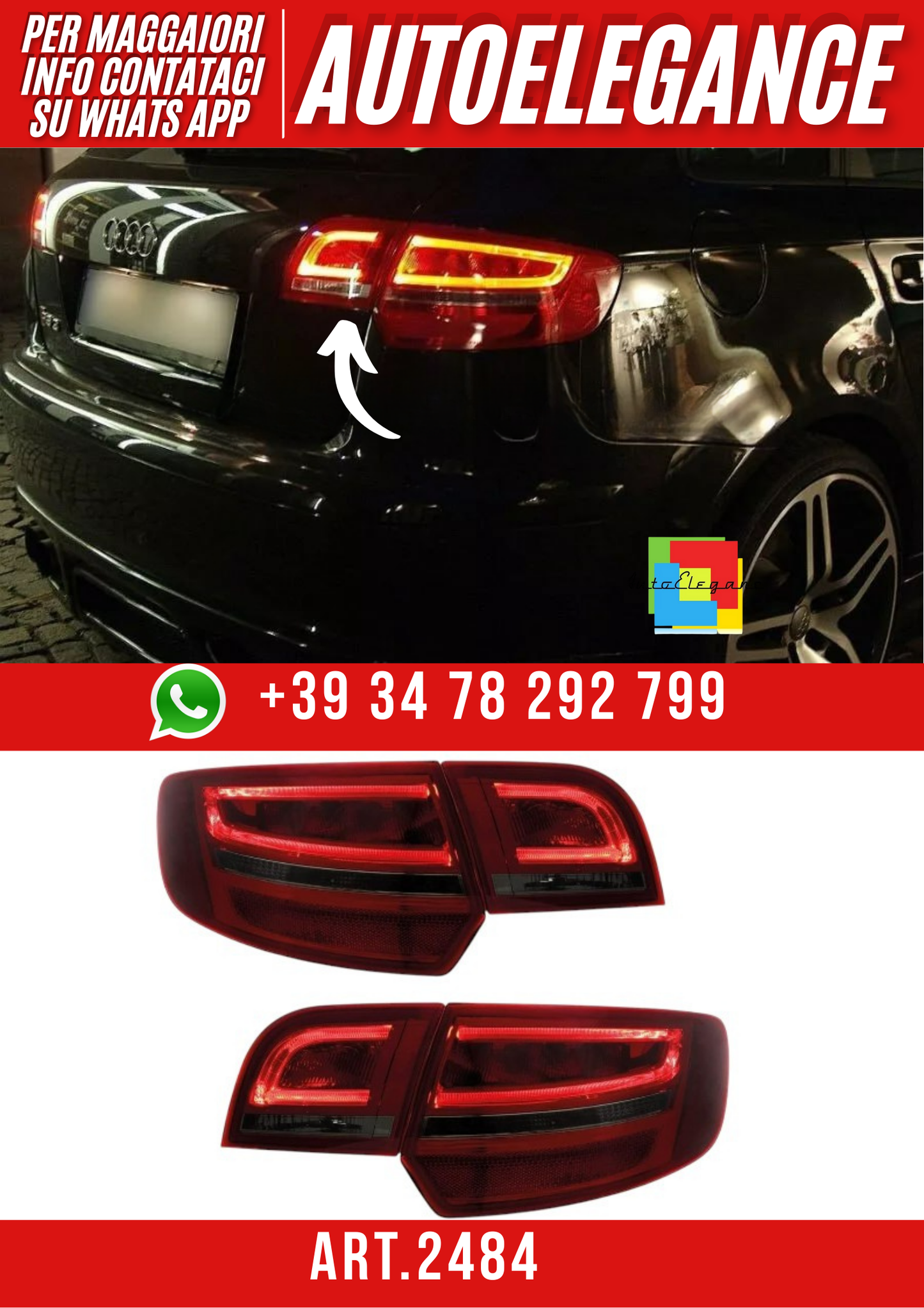 ART.2484 FARI POSTERIORE AUDI A3 8P 2005-2008 5 PORTE