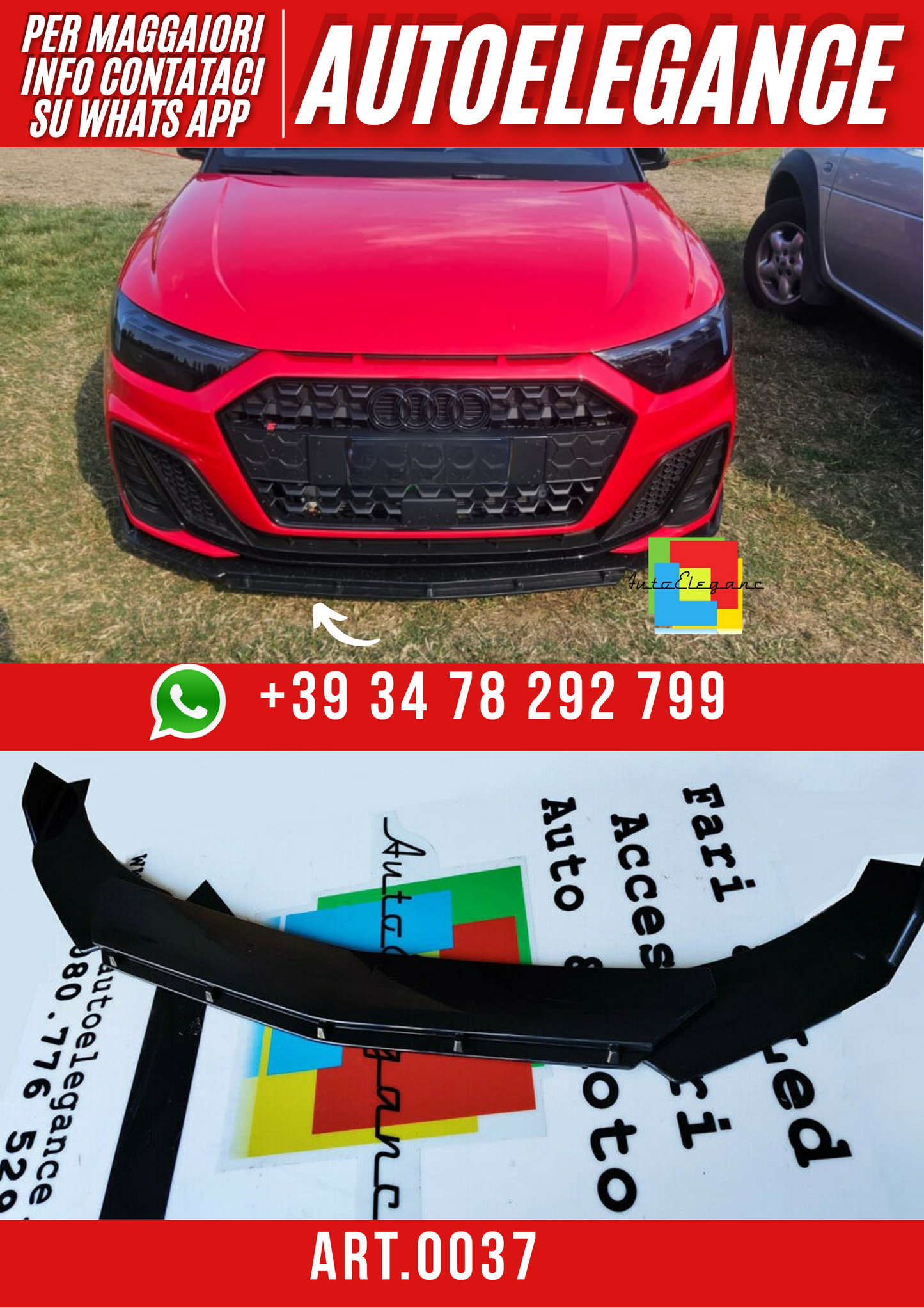 ART. 0037 SPLITTER 3 PEZZI AUDI  A1 SPORTBACK