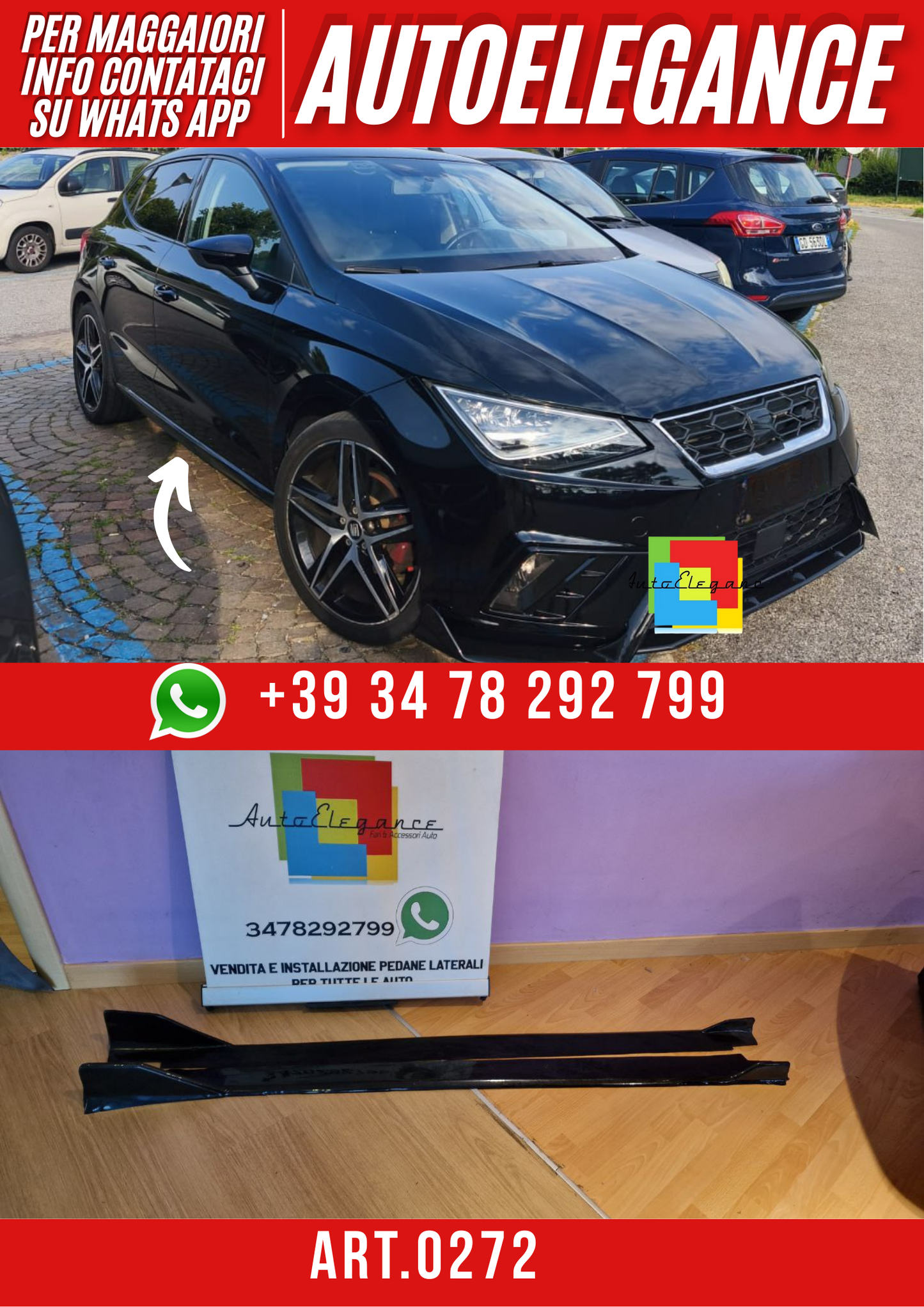 ART. 0272 SOTTO MINIGONNE  IBIZA 6J IBIZA 6F IBIZA KJ 2008-2021 NERO LUCIDO