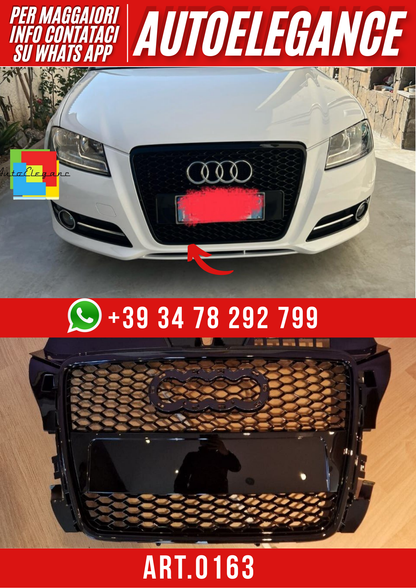 ART. 0163 GRIGLIA  AUDI A3 8P 2008-2012 LOOK RS3 NERA