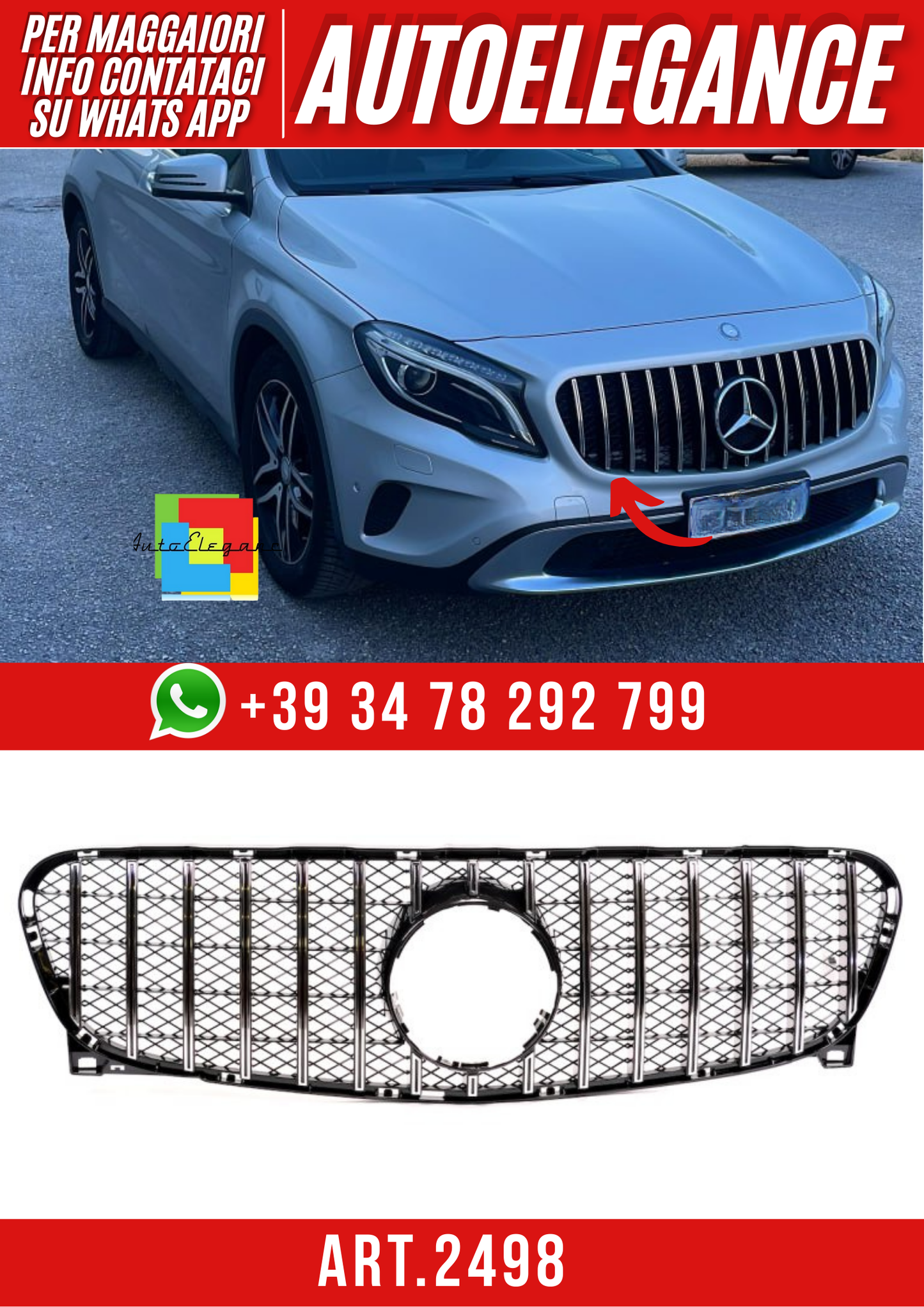 ART.2498   Griglia  cromata per Mercedes GLA (X156)  Panamericana GT