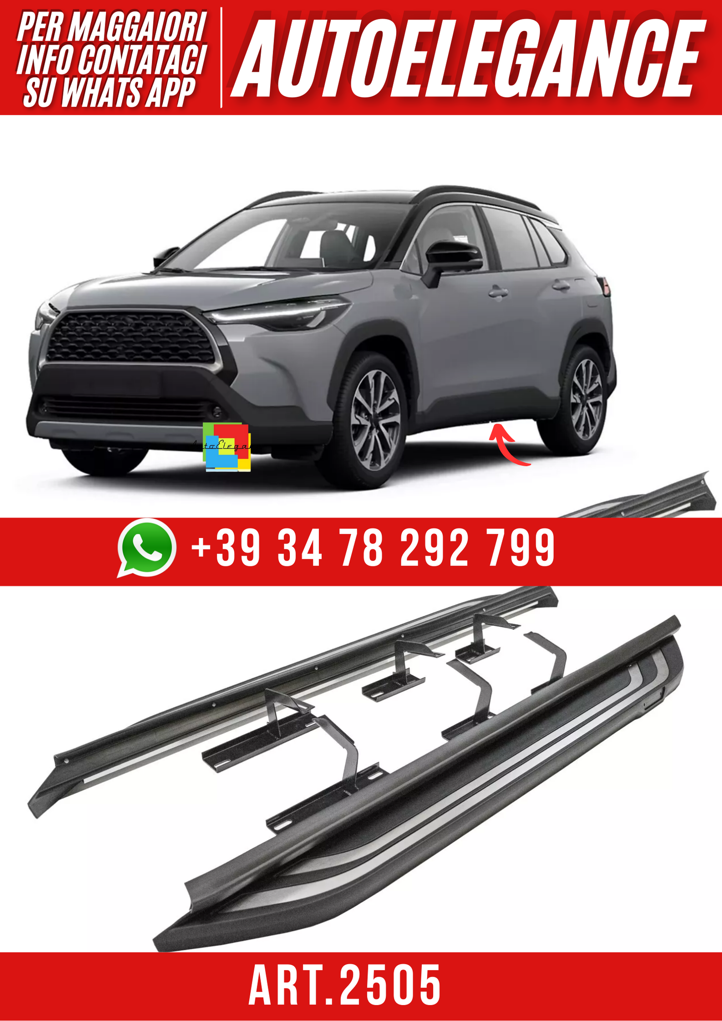 ART.2505 Pedane Laterale Sottoporta Per Toyota Corolla Cross XG10 2020