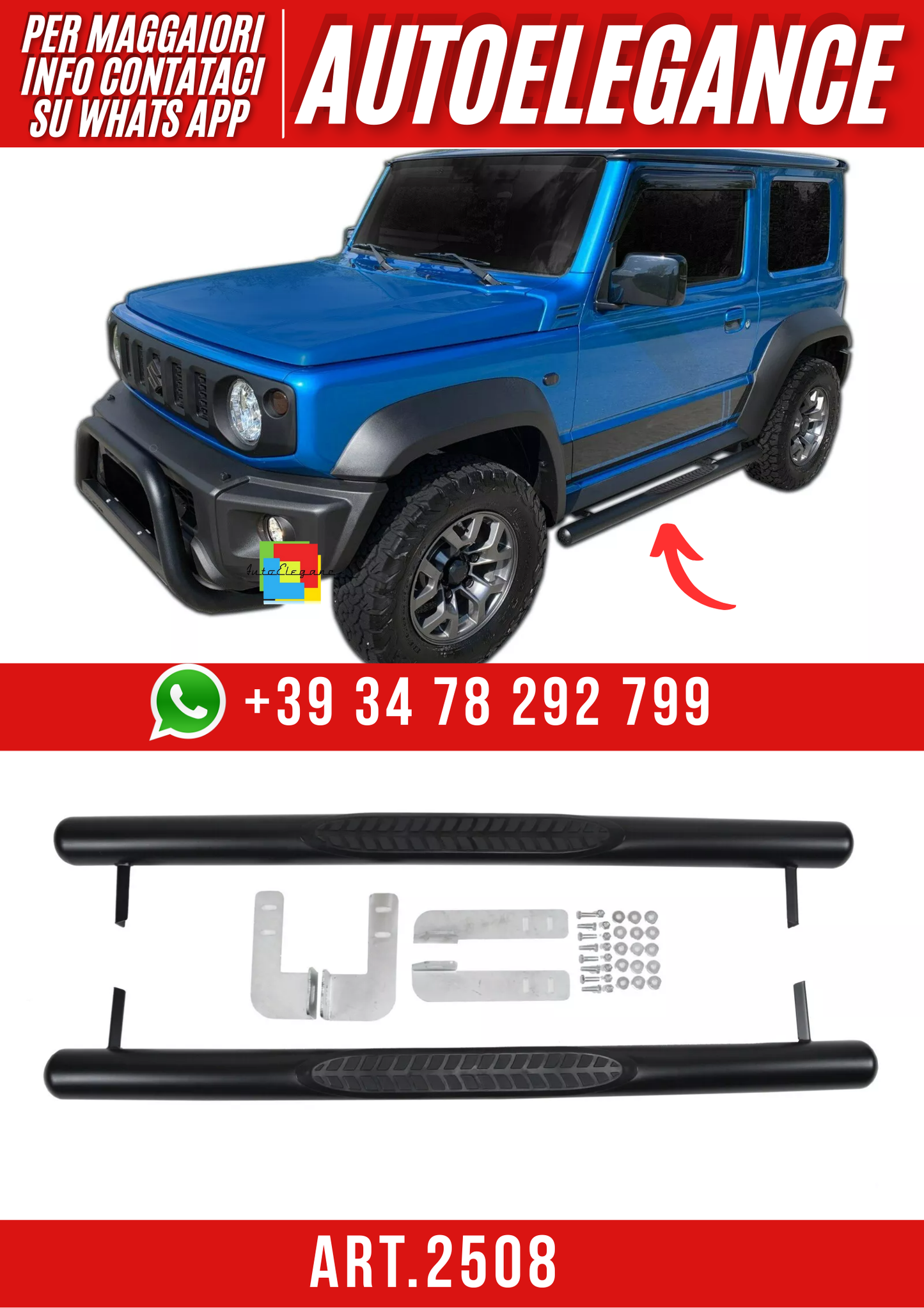 ART.2508  Pedane Inox Suzuki Jimny Dal 2021 Nero