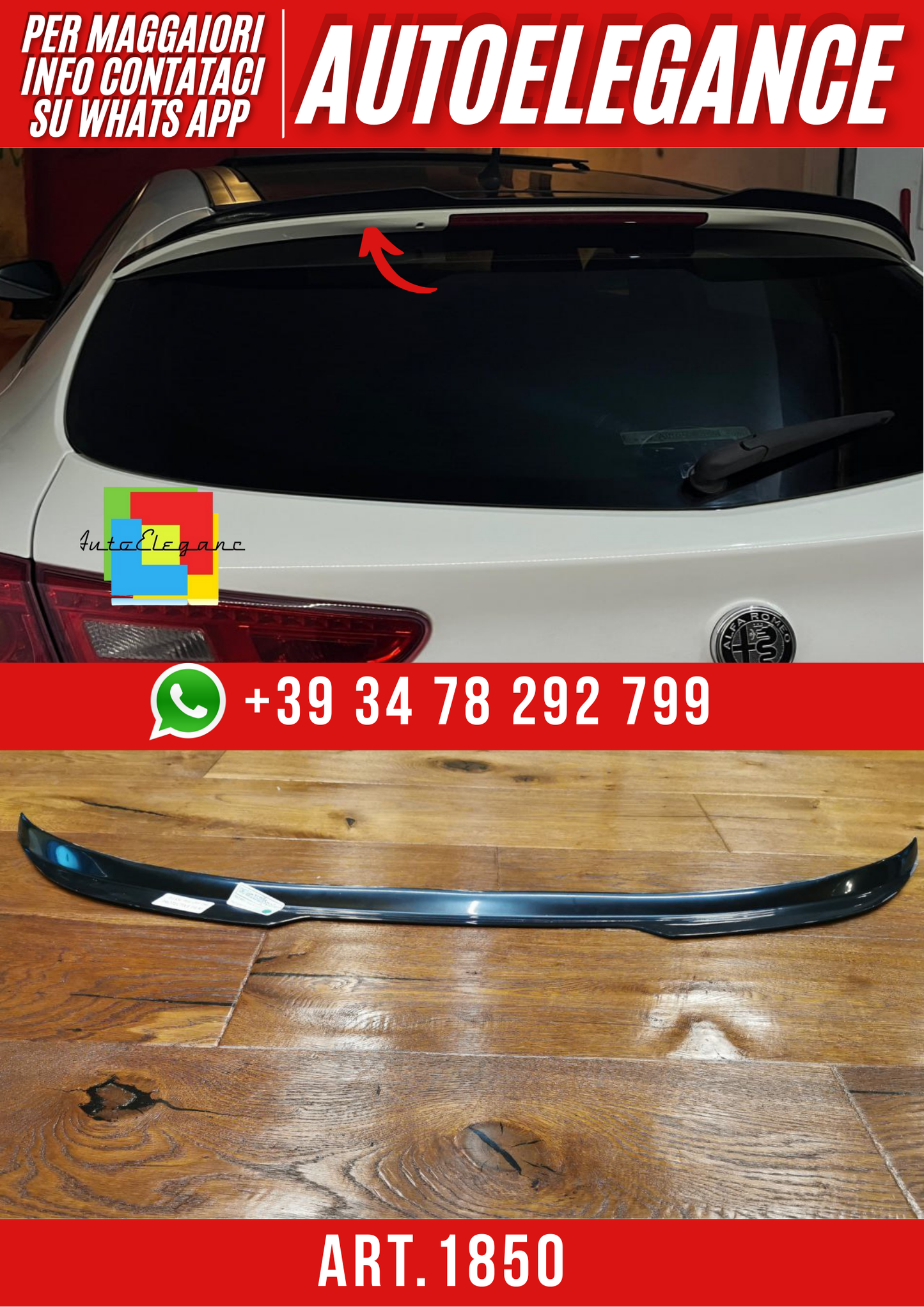 ART. 1850 SPOILER ALFA  ROMEO GIULIETTA 2010-2020 NERO LUCIDO