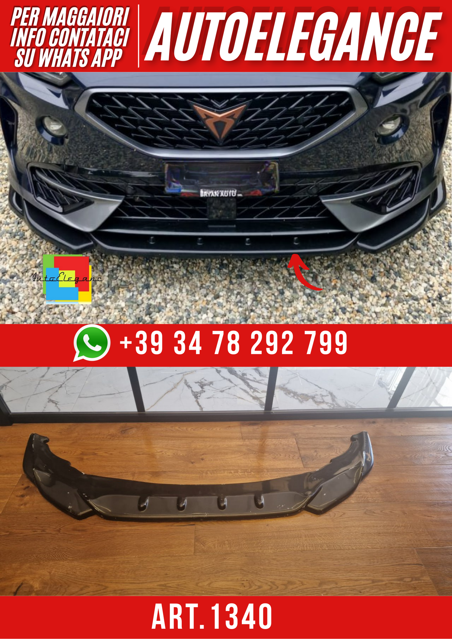 ART. 1340 SPLITTER ANTERIORE CUPRA FORMENTOR 2020+ NERO LUCIDO