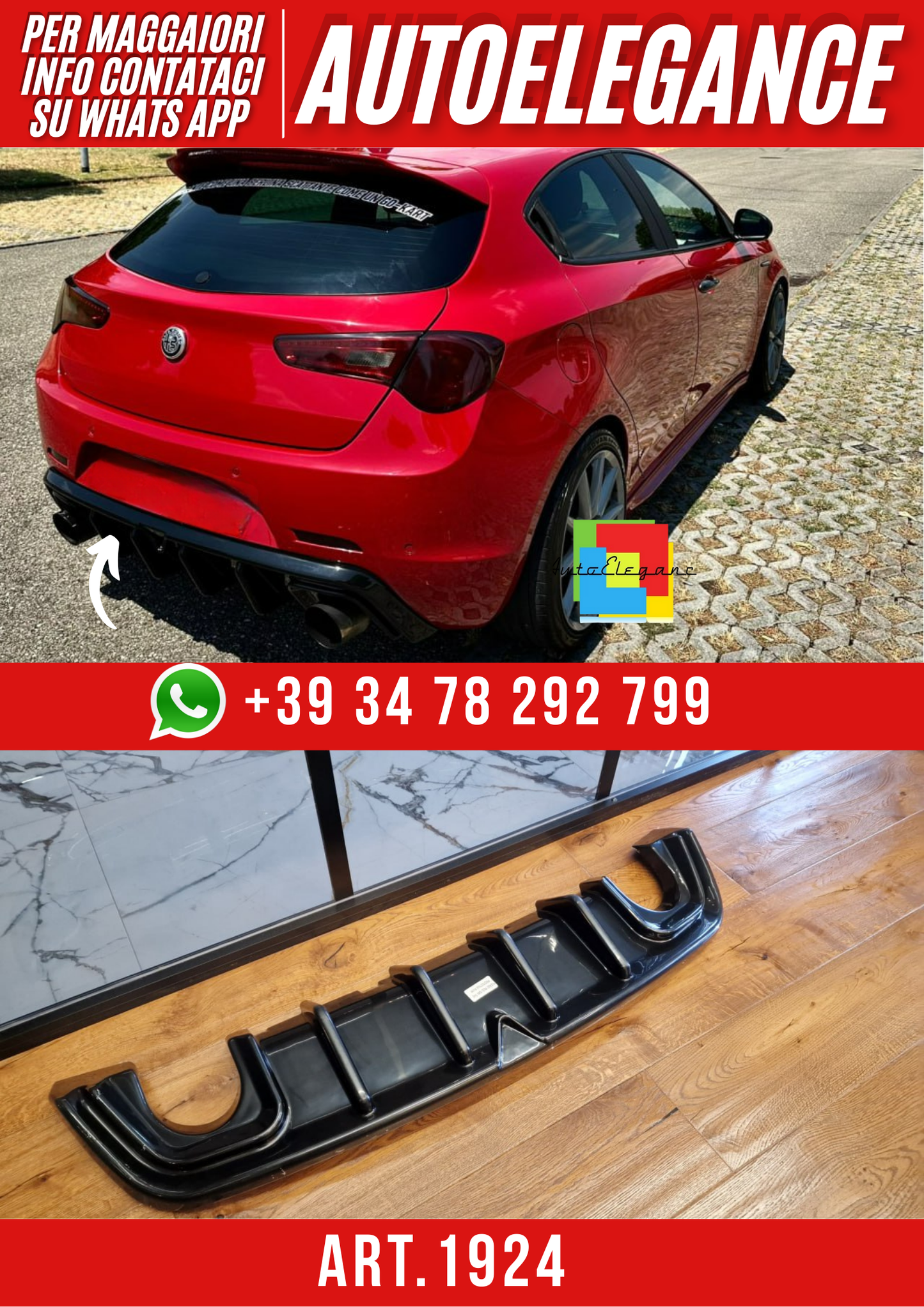 ART. 1924 DIFFUSORE ALFA  ROMEO GIULIETTA NERO LUCIDO LOOK TUNING