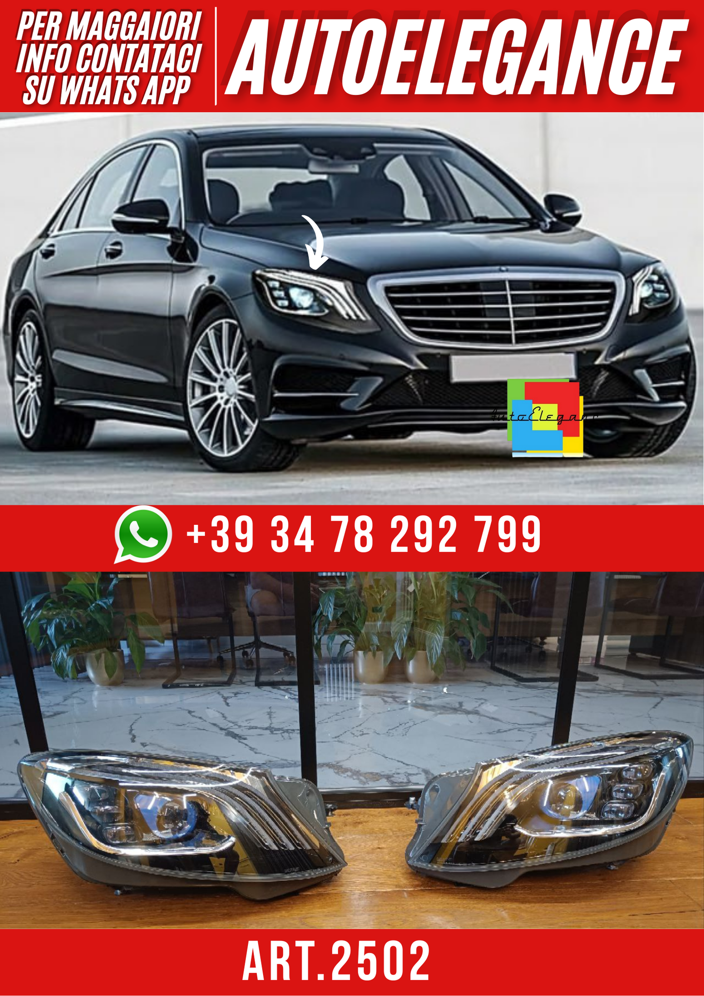 ART.2502 FARI ANTERIORI Classe S W222 (2013-2017) Facelift Look FULL LED